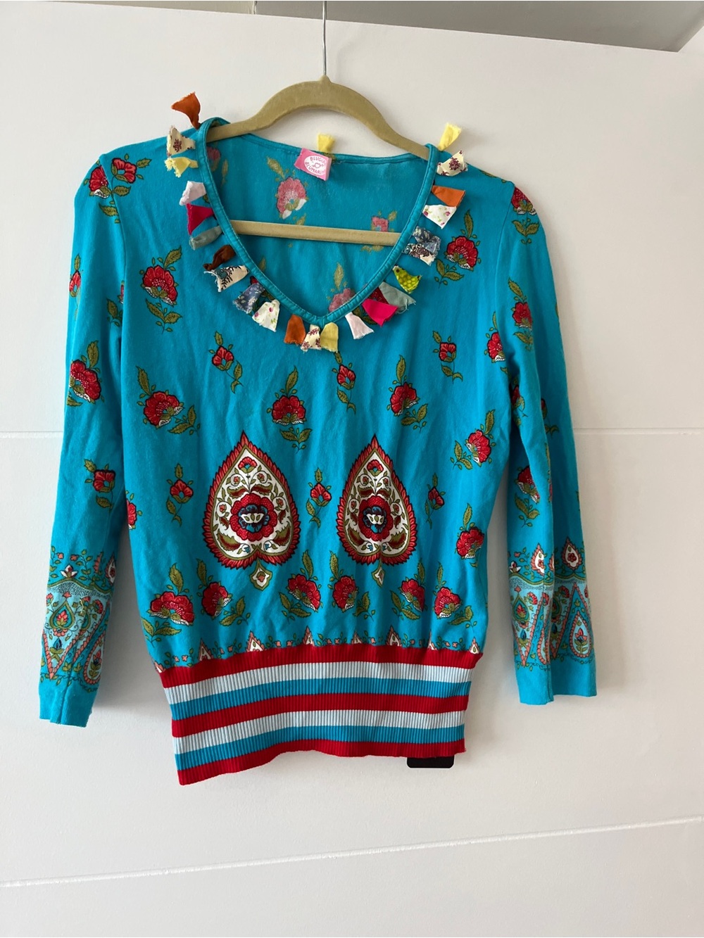 Blugirl Blumarine Vintage Y2K Floral Paisley Knit Top Made in Italy size L